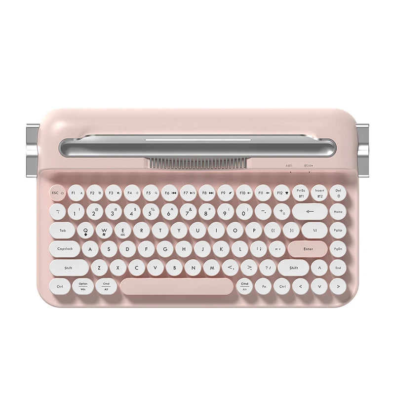 AJAZZ AF84 Wireless Membrane Keyboard 2.4G-Bluetooth Typewriter Style Female Office Keyboard Supports Multiple Systems